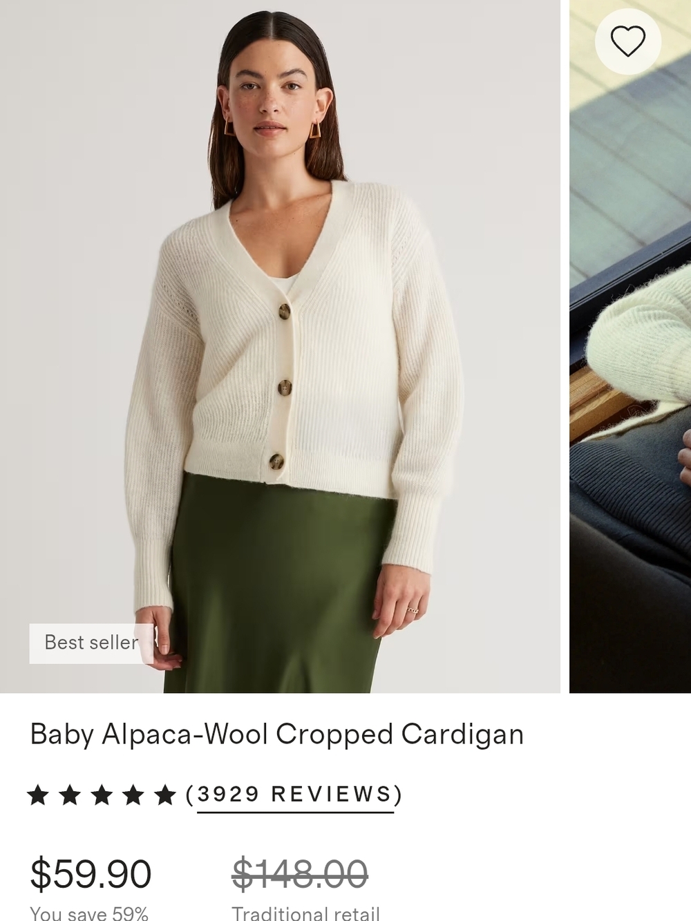 Quince NWOT Baby Alpaca-Wool Cropped Cardigan - Camel
